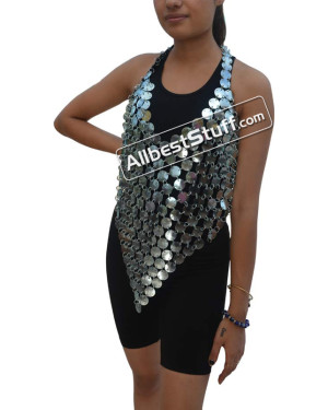 Squamous Sequins Nightclub Party Dress Coin Tops Glitter Party Top